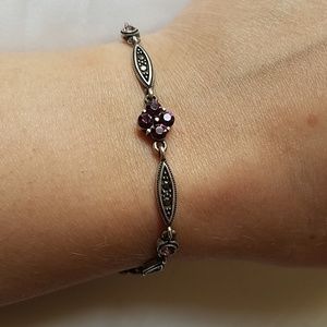 Purple Swarovski and marcasite bracelet